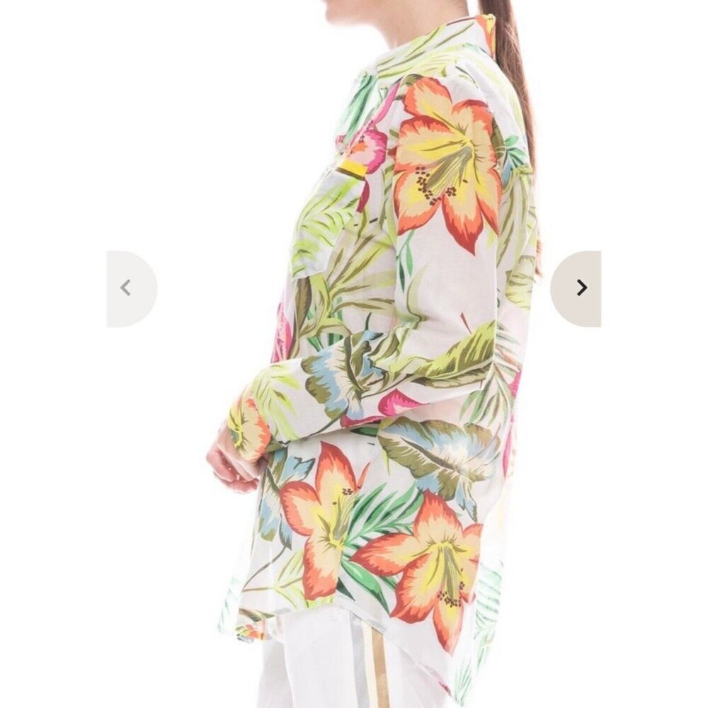 Le Superbe Future Ex-Boyfriend Shirt Electric Ave Floral Silk Cotton Blend‎ Sz 2